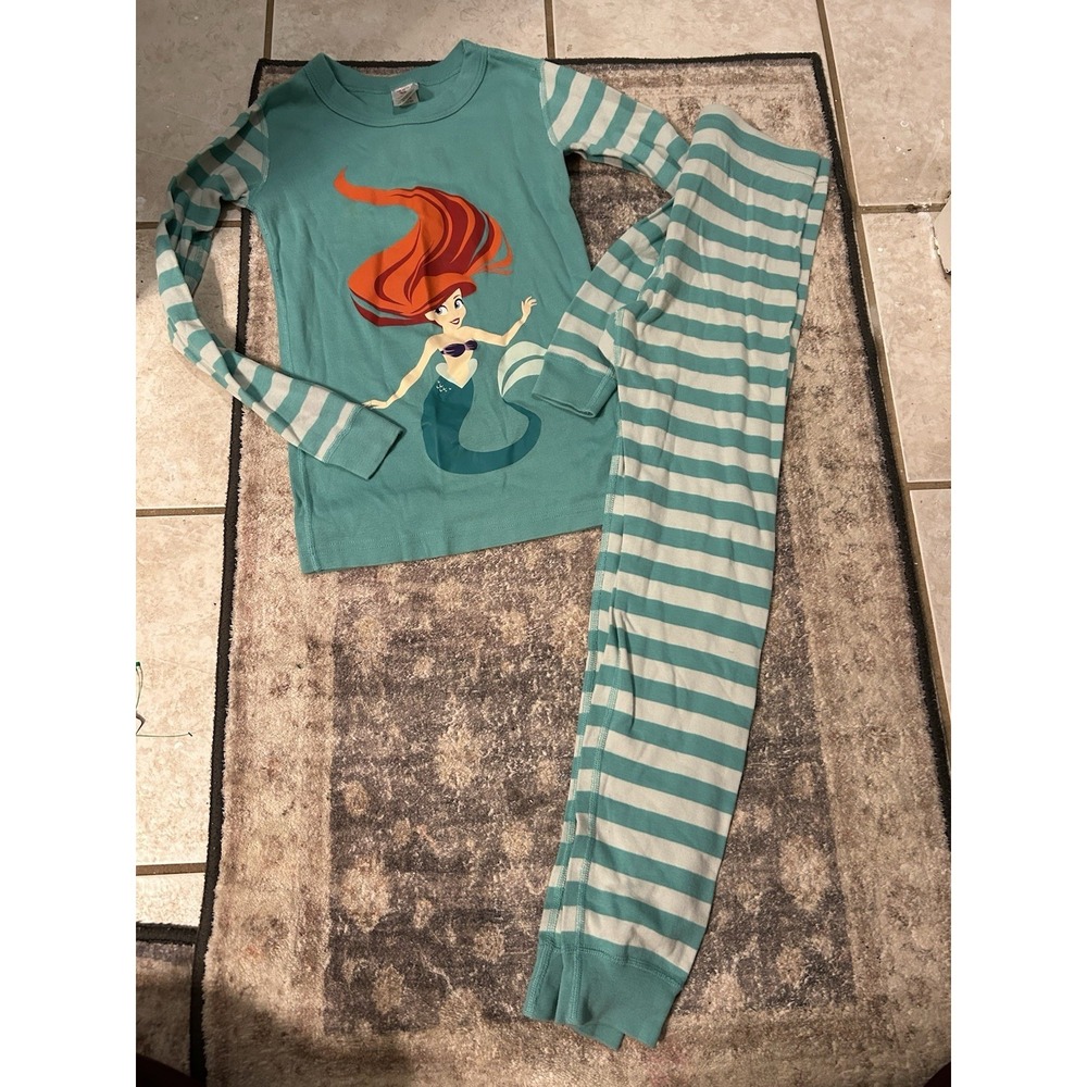 Disney Hanna Andersson Ariel Stripped Pajama Set‎ Size 10